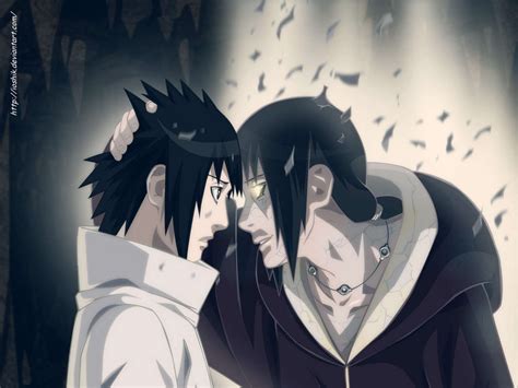 Itachi sometiendo a Sasuke con un genjutsu