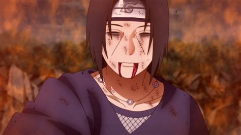 Itachi Uchiha muriendo con una sonrisa