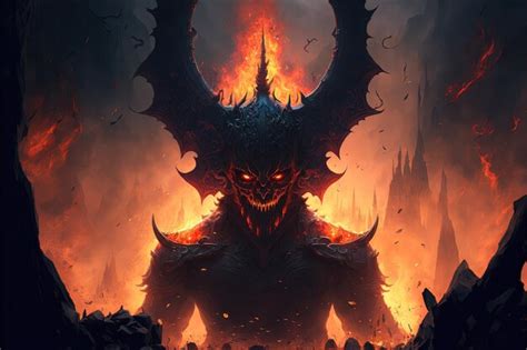 Ilustración de Lucifer cayendo al infierno