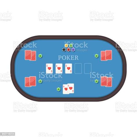 Ilustración de una mesa de póker con cartas y fichas.