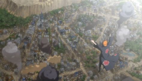 Konoha durante el ataque de Pain