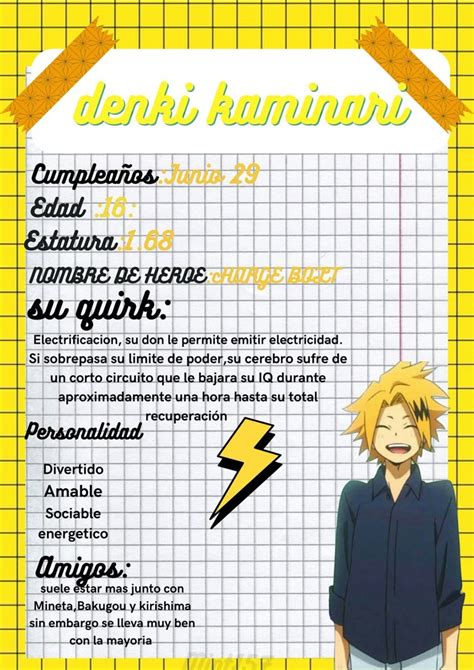 Diagrama de las habilidades de Denki Kaminari