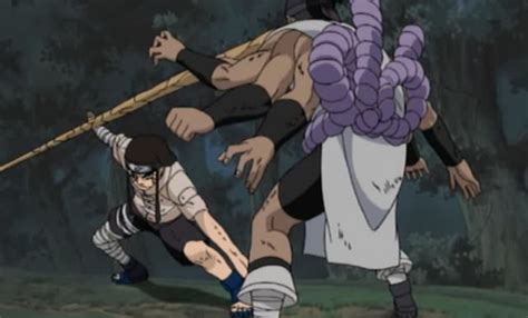 Neji Hyuga en combate contra Kidomaru