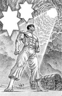 Casca siendo protegida por el Niño Demoníaco