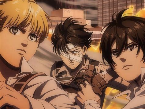 Personajes de Attack on Titan en una escena dramática