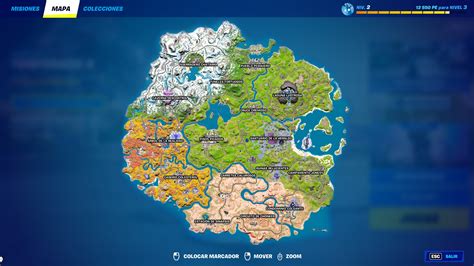 Mapa de Fortnite mostrando las ubicaciones de los Baúles del Cuerpo de Exploración