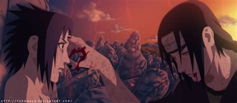 Sasuke Uchiha y Itachi Uchiha en su batalla final