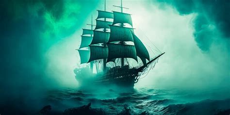 El barco fantasma Thriller Bark emergiendo de la niebla