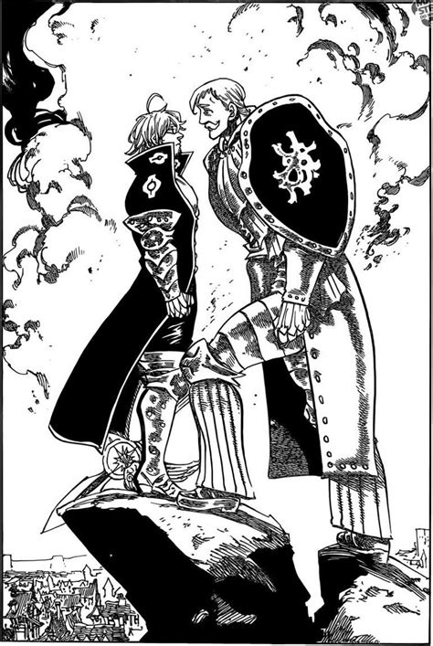 Ilustración de la batalla entre Meliodas y Escanor en el manga de Nanatsu no Taizai