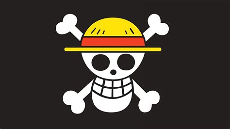 Bandera pirata de One Piece con calavera sonriente y sombrero de paja