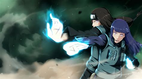 Arte conceptual de Neji Hyūga salvando a Naruto y Hinata