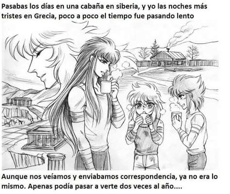 Viñeta de doujinshi mostrando a Milo recordando a Camus