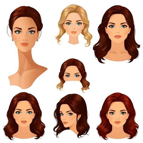 Ejemplos de cabezas de chicas shojo con diferentes peinados