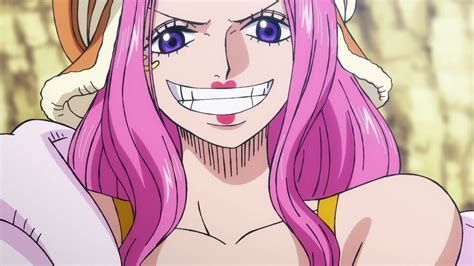 Retrato de Jewelry Bonney con su característico cabello rosa y atuendo pirata