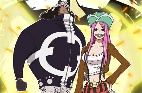 Bonney interactuando con Bartholomew Kuma en su forma de cyborg