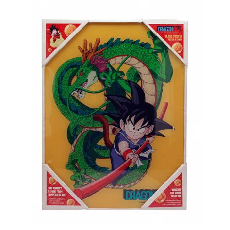 Poster de vidrio de Goku niño y Shenron