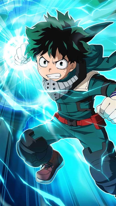 Izuku Midoriya en una pose heroica