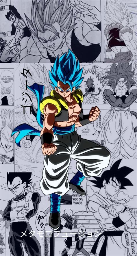 Collage de diferentes poses de Gogeta Blue