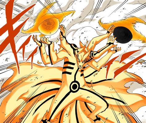 Naruto utilizando los Brazos de Chakra de Kurama