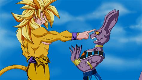 La batalla entre Goku Super Saiyajin Dios y Beerus