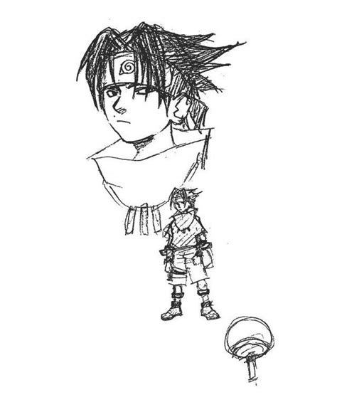 Primeros bocetos de diseño de Sasuke Uchiha
