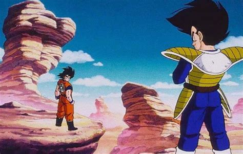 Escena de combate entre Goku y Vegeta