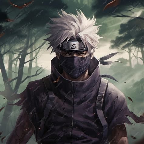 Retrato de Kakashi Hatake con su banda cubriendo el ojo izquierdo.