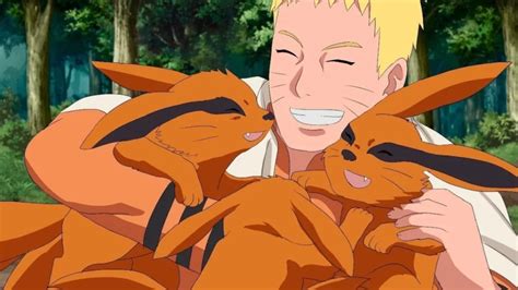 Ilustración de Naruto y Kurama compartiendo un momento emotivo