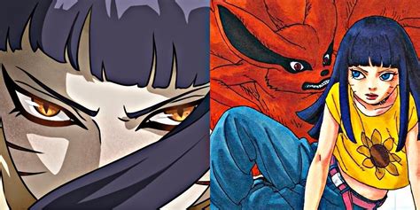 Ilustración de Himawari con un pequeño Kurama