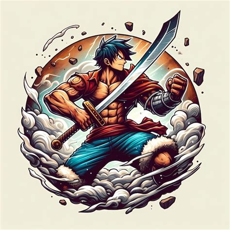 Ilustración de Luffy ejecutando el Gattling