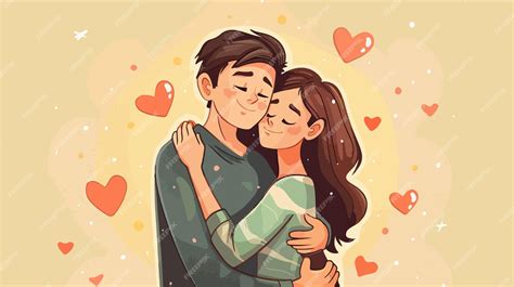 Ilustración de dos hombres en un abrazo romántico con un fondo de anime