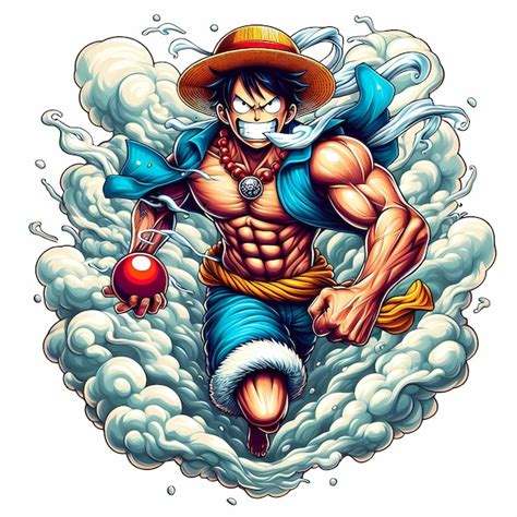 Ilustración de Monkey D. Luffy con poderes de goma