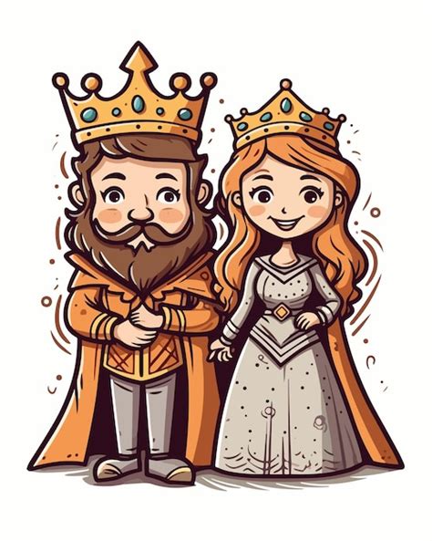 Representación de un rey y una princesa en un entorno de fantasía.