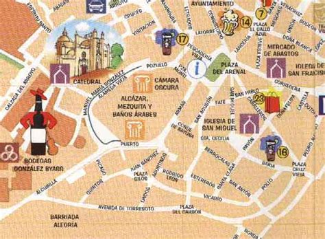 Mapa turístico de España con Jerez de la Frontera resaltado