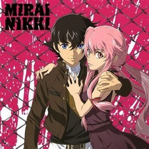 Ilustración de personajes de Mirai Nikki en estilo yaoi