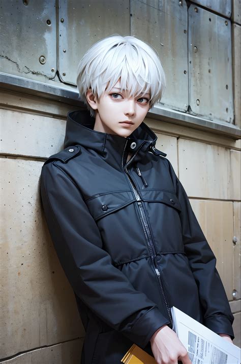 Kaneki Ken con cabello blanco y parche en el ojo