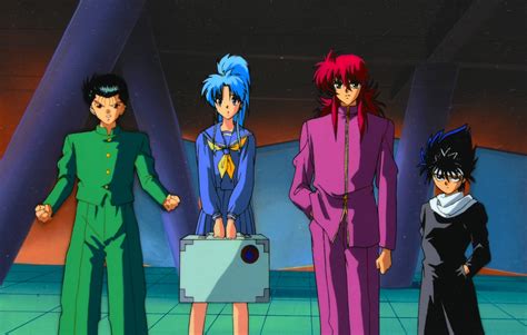 El equipo Urameshi: Yūsuke, Kuwabara, Kurama y Hiei