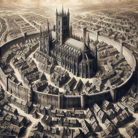 Ilustración de la ciudad amurallada de Shiganshina siendo atacada por el Colosal