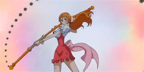 Nami usando su Sorcery Clima Tact
