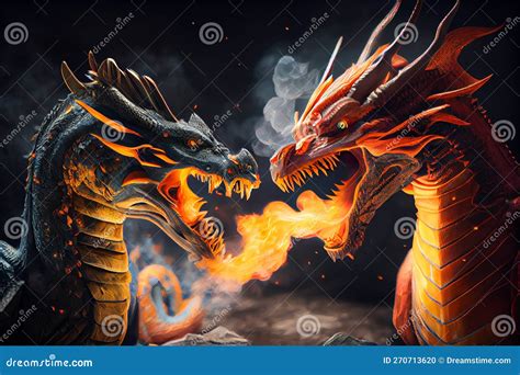 Ilustración de dragones antiguos luchando
