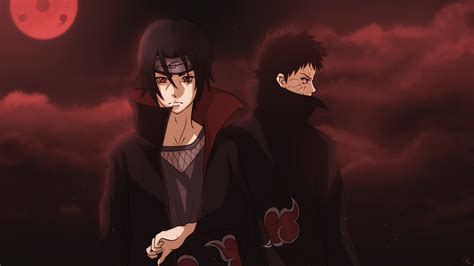 Ilustración de Itachi y Obito discutiendo