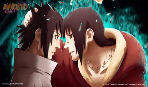 Escena de Sasuke confrontando a Itachi