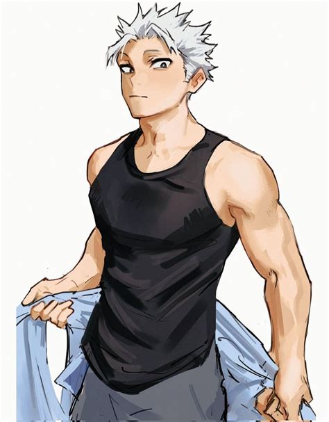 Natsuo Todoroki con su cabello blanco y constitución muscular