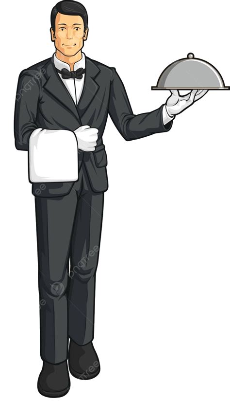 Ilustración de un mayordomo sirviendo a su amo en una mansión elegante.