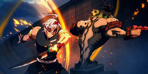 Tengen Uzui luchando contra Gyutaro en el Distrito Rojo