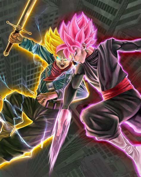 Goku Black atacando a Trunks