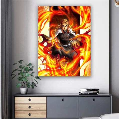 Detalle de un lienzo de Kyojuro Rengoku