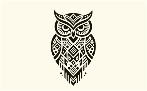 Diseño de tatuaje tribal con motivos de búho