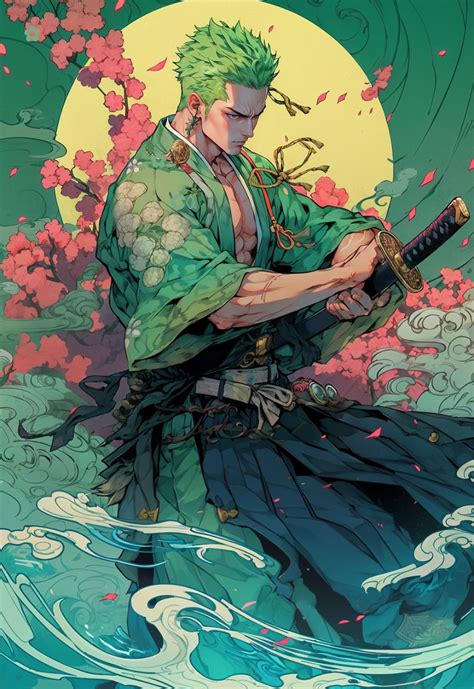 Ilustración de Roronoa Zoro utilizando Nitouryuu