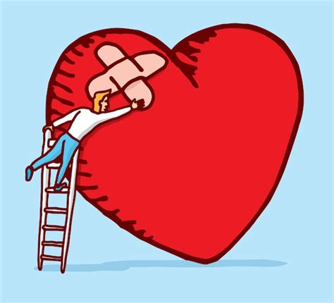 Ilustración de un corazón roto sanando